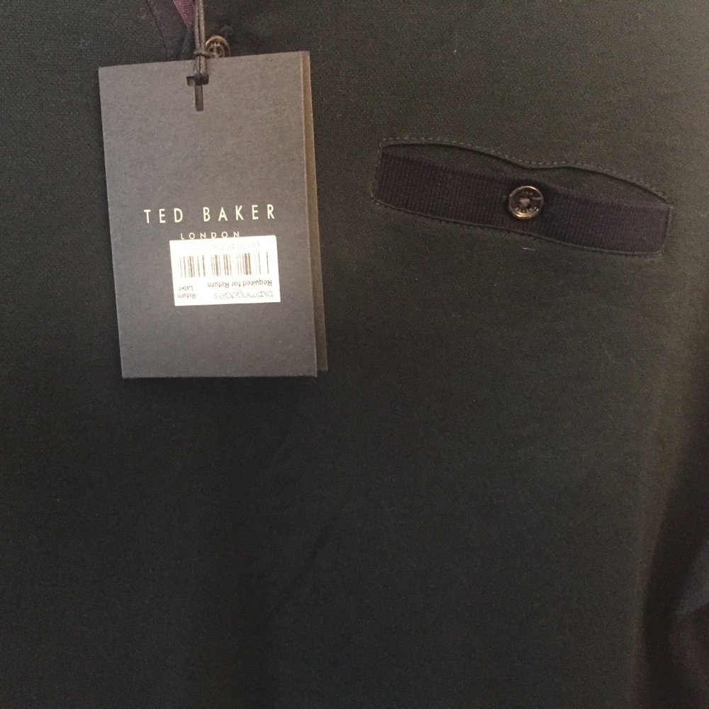 Ted Baker Green/Blue Longsleeve Polo- Size 4 NWT - Picture 4 of 5